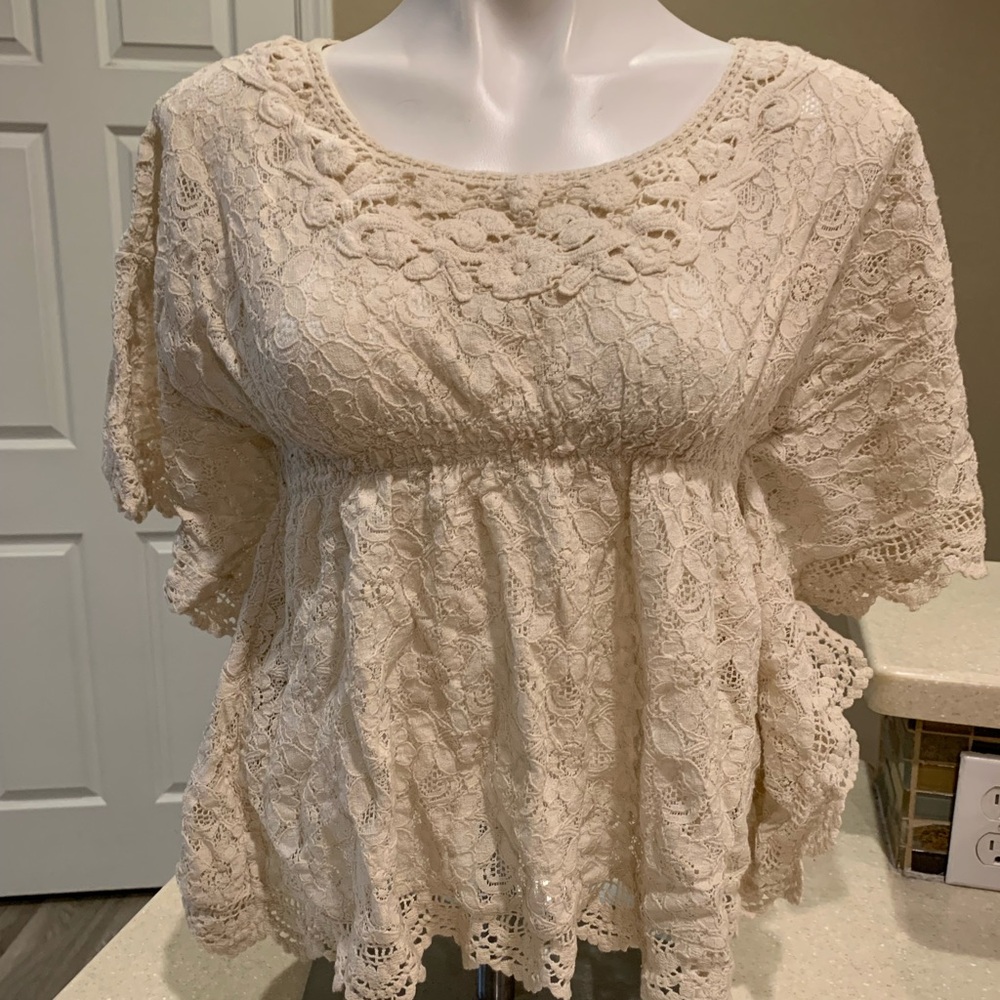 Lolli Lace Short Sleeve Tee - Cream